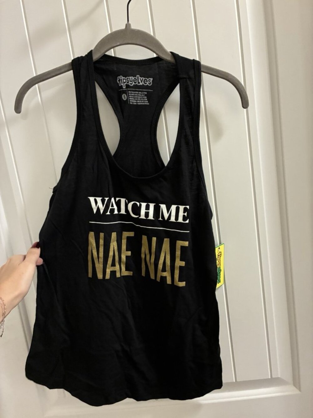 Tipsy Elves Watch Me Nae Nae Tank Top In Black Size Small PTP 16”